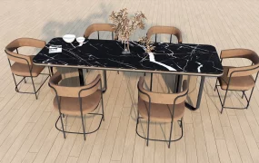 7 Piece Rectangular Marble Top Dining Set