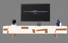 Modern Minimalist TV Cabinet & Media Set SketchUp 3D Model