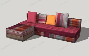 Red Fabric Corner Sofa