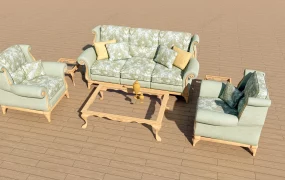 Green Fabric Sofa Set
