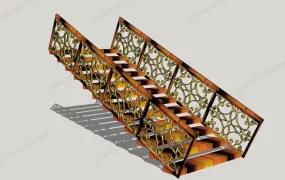 Indoor Stair With Gold Railing