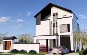 Modern Asian Courtyard Villa & Landscape Set SketchUp 3D Model