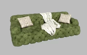 Olive Green Velvet Sofa