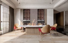Modern Dining Room With Wine Storage