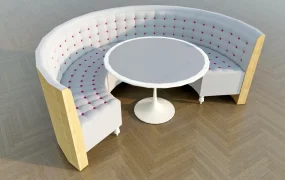 Curved Booth Seating With Table