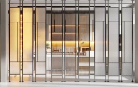 Modern Multi Textured Glass Partition Wall
