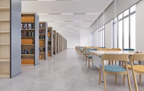 Modern High School Library Interior