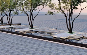 Large Urban Plaza Water Feature