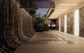 Modern Luxury Water Wall Hallway SketchUp 3D Model