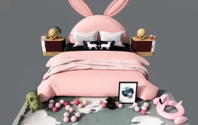 Adorable Pink Bunny Girls Bed