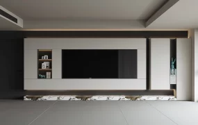 Minimalist Floating Media Wall And Entertainment Center