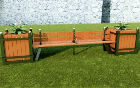Outdoor Bench And Planter Set