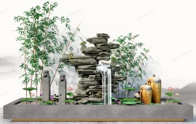 Chinese Rock Garden With Pond