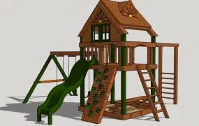 Wooden Swing And Slide Set