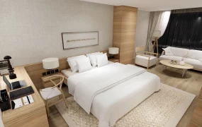 Modern Japandi Hotel Suite Interior SketchUp 3D Model