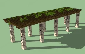 Classical Stone Pillar Timber Pergola