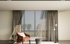 Modern Contemporary Reading Corner & Drapery Set SketchUp 3D Model