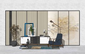 Modern Accent Wall Low Sideboard for Living Room