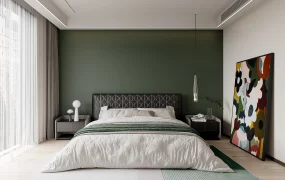 Modern Luxury Olive Green Bedroom & Bed Set SketchUp 3D Model