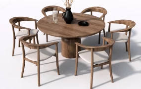 7 Piece Wooden Dining Table Set