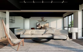 Living Room With Bar Area