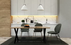 Modern Dining Room With Wall Cabinets