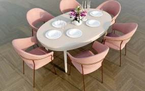 Elegant Oval Dining Table Set