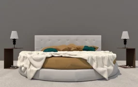 Round Bed And Nightstands Set
