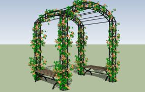Garden Flower Arbor with Bench Seat