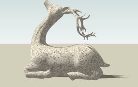 Stone Sitting Stag Garden Statue