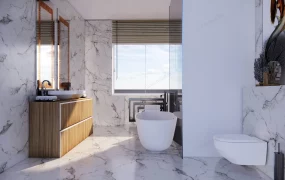 Small White Bathroom With Shower And Tub