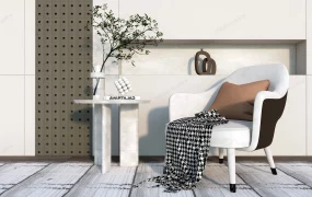 Modern Armchair And Table Set