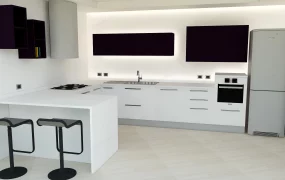 White Kitchen With Breakfast Bar