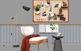 Modern Urban Chic Reading Nook & Wall Pinboard SketchUp 3D Model