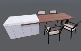 Marble And Wood Kitchen Island