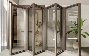 Glass And Wood Room Divider