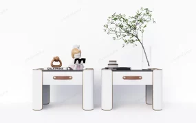 Modern White Nightstand With Drawer