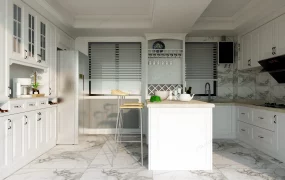 Small White Kitchen With Island
