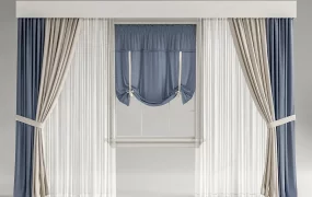 Formal Elegantly Layered Window Treatment Setup