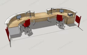 2 Person Curved Reception Desk