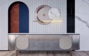 Living Room Accent Wall And Console Cabient
