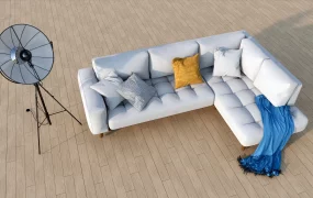 Corner Sofa And Floor Lamp