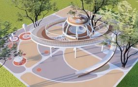 Modern Elevated Outdoor Playground Set SketchUp 3D Model
