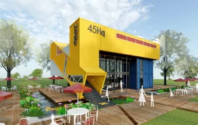 Painted Shipping Container Cafe