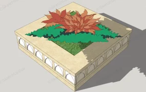 Square Stone Raised Flower Bed