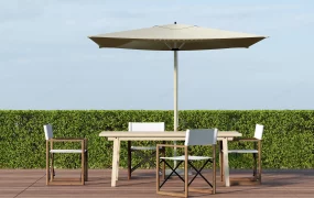 Modern Outdoor Terrace Dining Set With Parasol SketchUp 3D Model