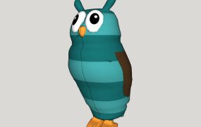 Blue Cartoon Owl