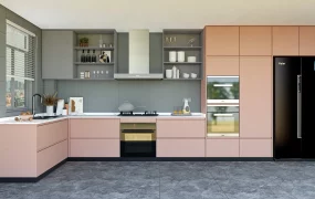 Pink And Grey Kitchen Idea