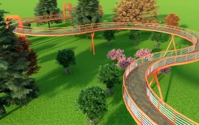 Pedestrian Bridge Walkway In Park