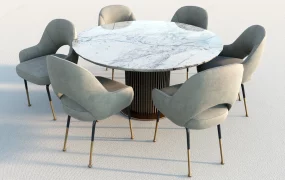 Round Marble Dining Table Set